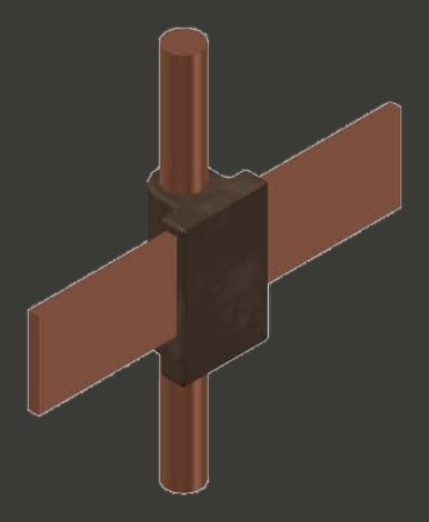 Uni-Weld mould joint BR3 — earth rod welded across busbar