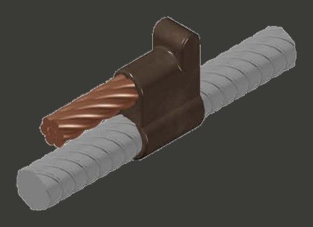 Uni-Weld mould joint CC24 — cable welded parallel to rebar