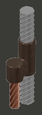 Uni-Weld mould joint CC25 — cable end welded alongside rebar